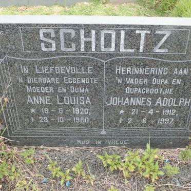 SCHOLTZ Johannes Adolph 1912-1997 &amp; Anne Louisa 1920-1980