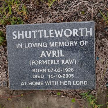 SHUTTLEWORTH Avril formerly RAW 1926-2005