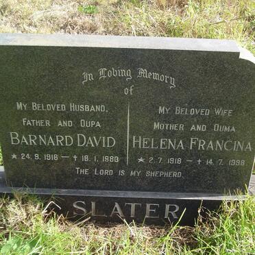 SLATER Barnard David 1916-1983 &amp; Helena Francina 1918-1998