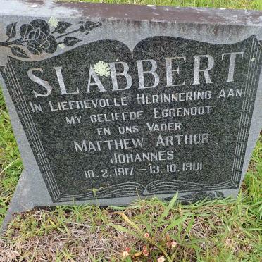 SLABBERT Matthew Arthur Johannes 1917-1981