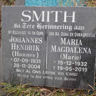 SMITH Johannes Hendrik 1931-2004 &amp; Maria Magdalena 1932-2019