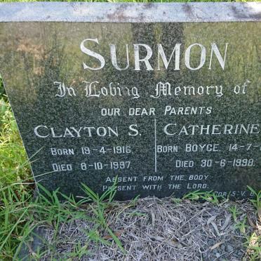SURMON Clayton S. 1916-1997 &amp; Catherine I. BOYCE 1919-1998