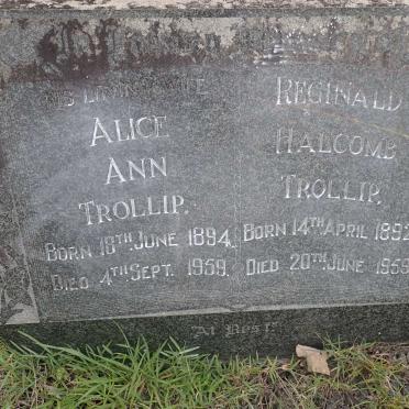 TROLLIP Reginald Halcomb 1892-1959 &amp; Alice Ann 1894-1959