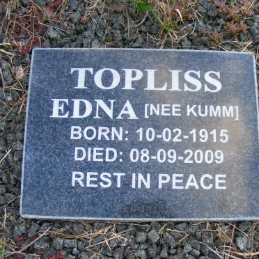 TOPLISS Edna nee KUMM 1915-2009