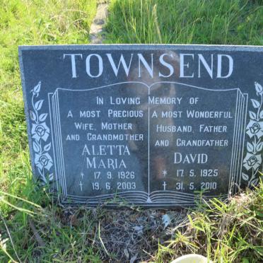 TOWNSEND David 1925-2010 &amp; Aletta Maria 1926-2003