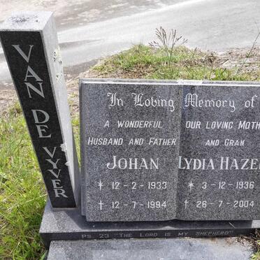 VYVER Johan, van de 1933-1994 & Lydia Hazel 1936-2004