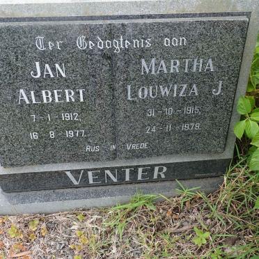 VENTER Jan Albert 1912-1977 &amp; Martha Louwiza J. 1915-1979