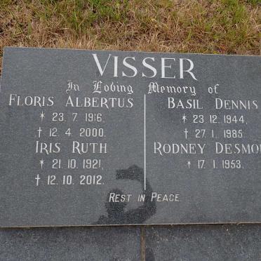 VISSER Floris Albertus 1916-2000 &amp;  Iris Ruth 1921-2012 :: VISSER Basil Dennis 1944-1985 :: VISSER Rodney Desmond 1953-