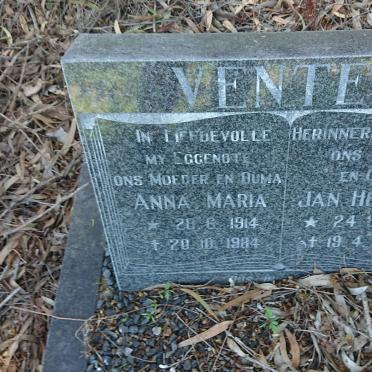 VENTER Jan Hendrik 1916-1986 &amp; Anna Maria 1914-1984