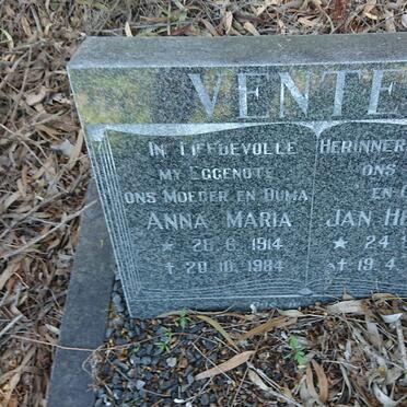 VENTER Jan Hendrik 1916-1986 &amp; Anna Maria 1914-1984