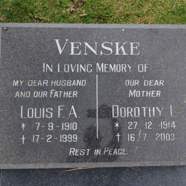 VENSKE Louis F.A. 1910-1999 &amp; Dorothy I. 1914-2003