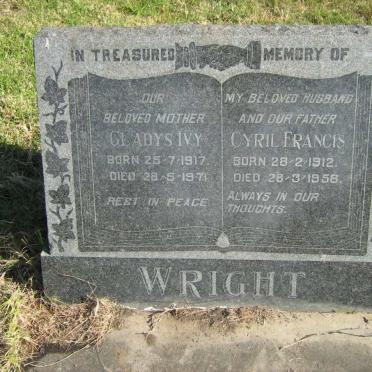 WRIGHT Cyril Francis 1912-1958 &amp; Gladys Ivy 1917-1971 