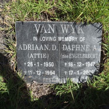 WYK Adriaan D., van 1950-1994 &amp; Daphne A. ENGELBRECHT 1947-2005