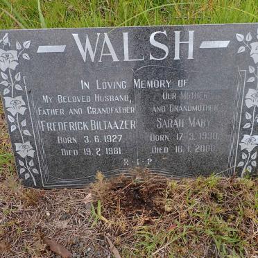 WALSH Frederick Biltaazer 1927-1981 &amp; Sarah Mary 1930-2000