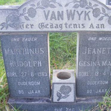 WYK Marthinus Rudolph, van -1963 &amp; Jeanette Gesina Maria -1963