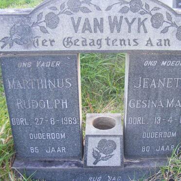 WYK Marthinus Rudolph, van -1963 &amp; Jeanette Gesina Maria -1963