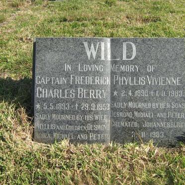 WILD Frederick Charles Berry 1893-1953 &amp; Phyllis Vivienne 1898-1983