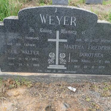 WEYER Cecil Walter 1897-1969 &amp; Martha Friederike Dorothea KRULL 1901-1979