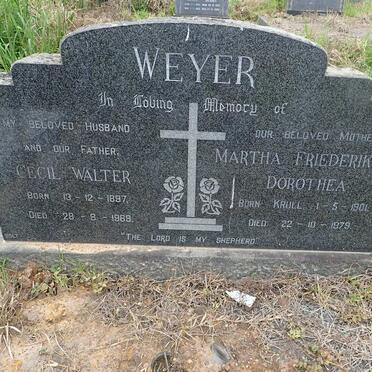 WEYER Cecil Walter 1897-1969 &amp; Martha Friederike Dorothea KRULL 1901-1979