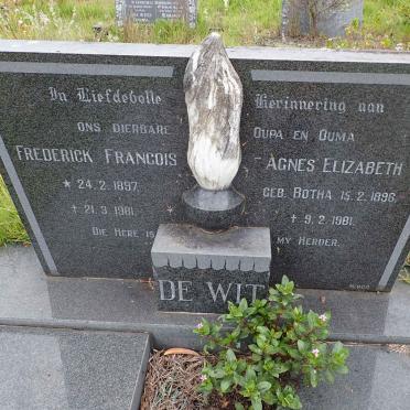 WIT Frederick Francois, de 1897-1981 &amp; Agnes Elizabeth 1896-1981