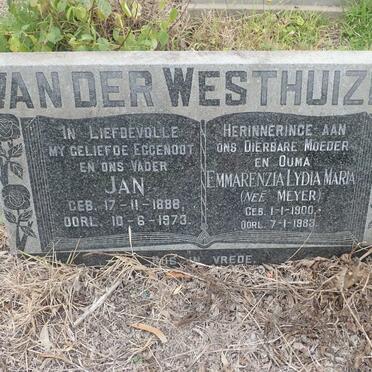 WESTHUIZEN Jan, van der 1888-1973 &amp; Emmarenzia Lydia Maria MEYER 1900-1983