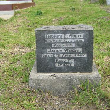 WOLFF Thomas E. -1930 &amp; Janet -1942