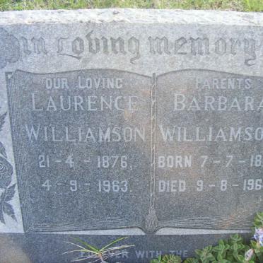 WILLIAMSON Laurence 1876-1963 &amp; Barbara 1871-1965