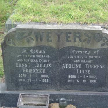 WEYER Ernst Julius Friedrich 1896-1966 &amp; Adoline Therese Luise 1902-1991