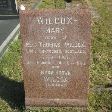 WILCOX Mary 1867-1948 :: WILCOX Myra Brown -1956