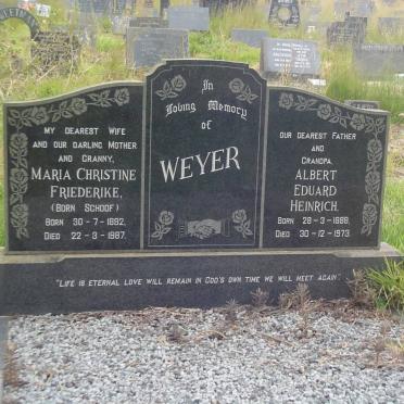 WEYER Albert Eduard Heinrich 1888-1973 &amp; Maria Christine Friederike SCHOOF 1892-1987