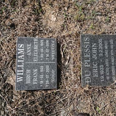 WILLIAMS Birch Frank 1922-2002 &amp; Anne Elizabeth 1929-2014 :: DU PLESSIS Eric John 1933-2005 