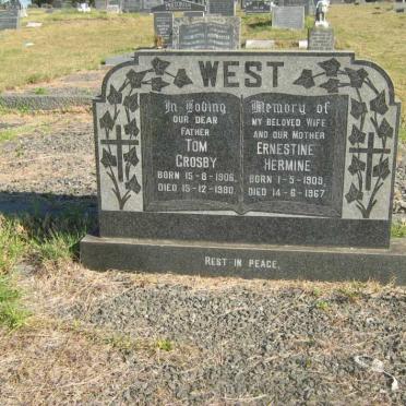 WEST Tom Crosby 1906-1980 &amp; Ernestine Hermine 1909-1967