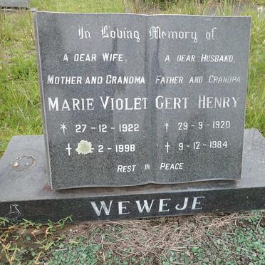 WEWEJE Gert Henry 1920-1984 &amp; Marie Violet 1922-1998
