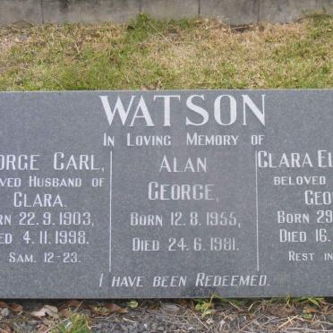 WATSON George Carl 1903-1998 &amp; Clara Elizabeth  1926-2003 :: WATSON Alan George 1955-1981