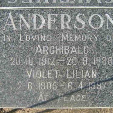 ANDERSON Archibald 1912-1986 &amp; Violet Lilian 1905-1997