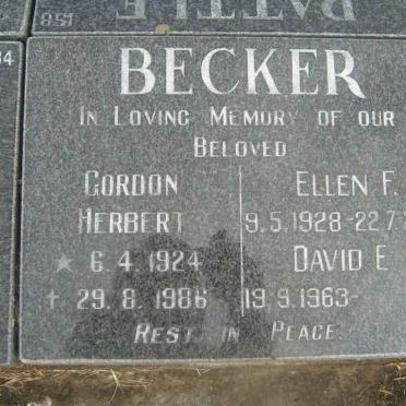 BECKER Gordon Herbert 1924-1986 &amp; Ellen F. 1928-2004
