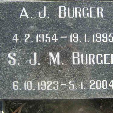 BURGER A.J. 1954-1995 &amp; S.J.M. 1923-2004