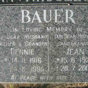 BAUER Dennie 1916-1995 &amp; Jean 1922-2005