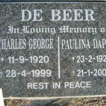 BEER Charles George, de 1920-1999 &amp; Paulina Daphne 1924-2006