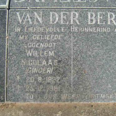 BERG Willem Nicolaas, van der  1922-1981