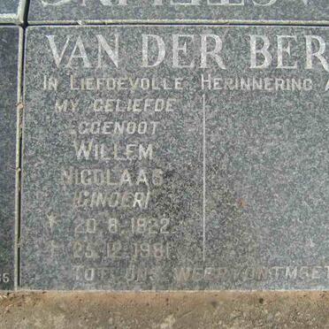 BERG Willem Nicolaas, van der  1922-1981