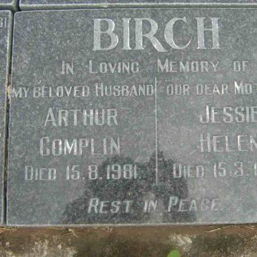 BIRCH Arthur Complin -1981 &amp; Jessie Helen -1983