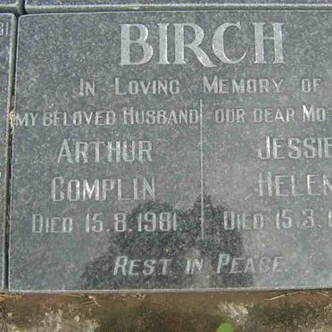 BIRCH Arthur Complin -1981 &amp; Jessie Helen -1983