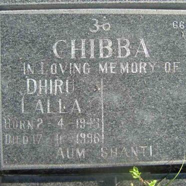 CHIBBA Dhiru Lalla 1943-1996