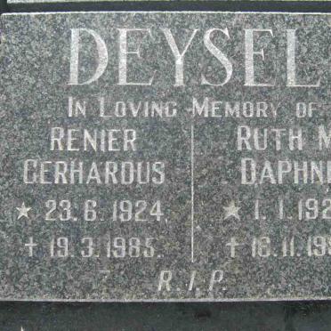 DEYSEL Renier Gerhardus 1924-1985 &amp; Ruth M. Daphne 1929-1991