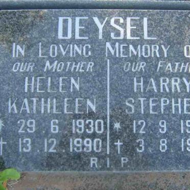 DEYSEL Harry Stephen 1913-1996 &amp; Helen Kathleen 1930-1990