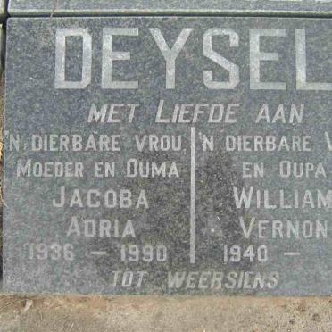 DEYSELWilliam Vernon 1940- &amp;  Jacoba Adria 1936-1990
