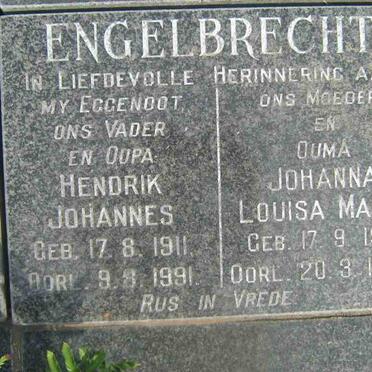 ENGELBRECHT Hendrik Johannes 1911-1991 &amp; Johanna Louisa Maria 1913-1987