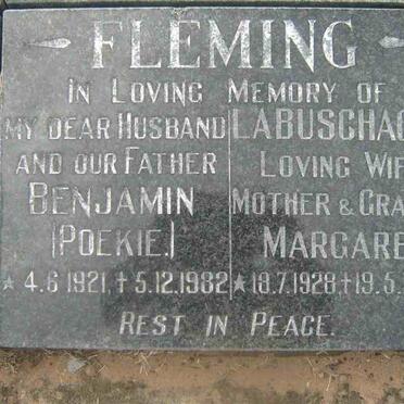 FLEMING Benjamin 1921-1982 &amp; Margaret LABUSCHAGNE 1928-1992