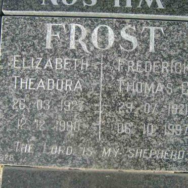 FROST Frederick Thomas C. 1921-1997 &amp; Elizabeth Theadora 1927-1990